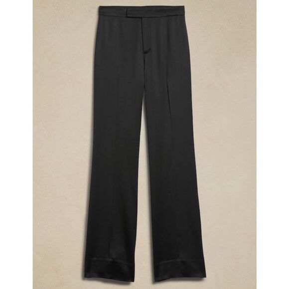 Banana Republic Alix Italian Satin Wide Leg Pants 6 Black - Picture 4 of 8